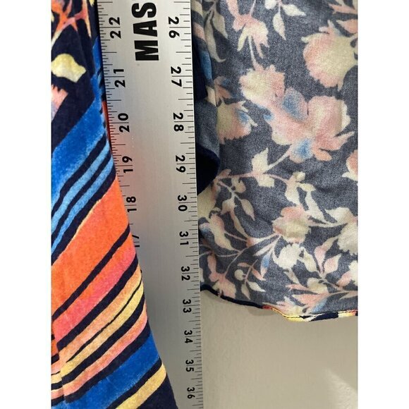 COLLEEN LOPEZ WOMENS multicolor FLORAL KIMONO TOPPER OPEN FRONT COVER UP CROCHET - Picture 7 of 8